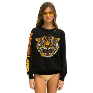 Aviator Nation Dreamland Tiger Black Crewneck Sweatshirt Unisex Large RARE